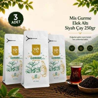 3'lü Mis Çay Elek Altı Gurme Plus Siyah Çay 250gr
